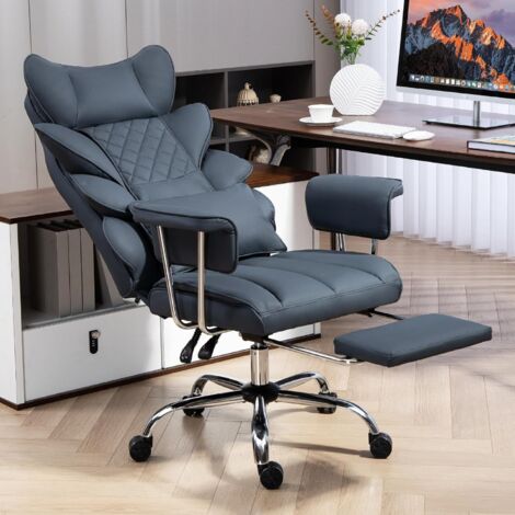 Silla de oficina con reposapiés - Silla ergonómica para juegos y ejecutiva con giro de 360°, respaldo ajustable de 90° a 135° y reposabrazos suaves para máxima comodidad (Negro) (1/5)