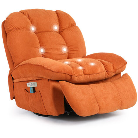 Sillón de masaje eléctrico naranja, sofá de masaje con airbag multicuerpo, sillón giratorio ajustable.