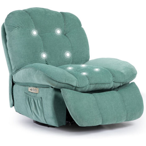 Sillón eléctrico de masaje y relajación de color verde menta, sofá de masaje con múltiples cojines de aire, silla ajustable y giratoria.