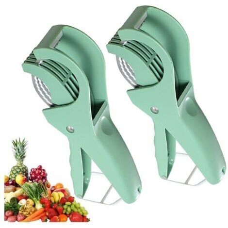 Coupe-Fruits,Trancheuse À Banane,Coupe-Salade De Fruits Multifonctionnel,Éplucheur De Salade De Fruits Et Légumes - Outils De Cuisine Pour Banane, Saucisse,Fraise,Raisin,Vert,2 Pièces [Classe Énergéti