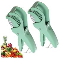 Coupe-Fruits,Trancheuse À Banane,Coupe-Salade De Fruits Multifonctionnel,Éplucheur De Salade De Fruits Et Légumes - Outils De Cuisine Pour Banane, Saucisse,Fraise,Raisin,Vert,2 Pièces [Classe Énergéti