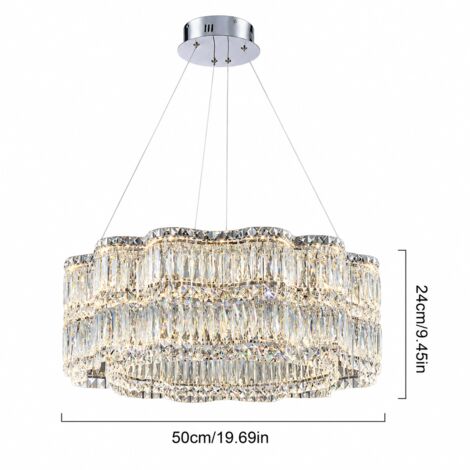 Lustre de Luxe en Cristal 50 cm, Suspension Florale Haut de Gamme, Luminaire Chic Forme Fleur de Prunier, Cristal et Métal pour Chambre, Salon, Salle à Manger