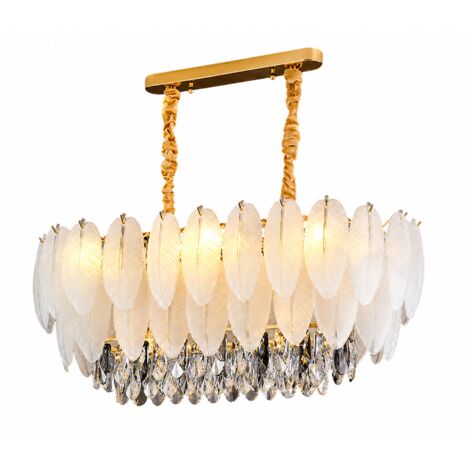 Suspension LED moderne au design plume 80 cm, dorée, 3 températures de couleur, élégante lampe pour table à manger
