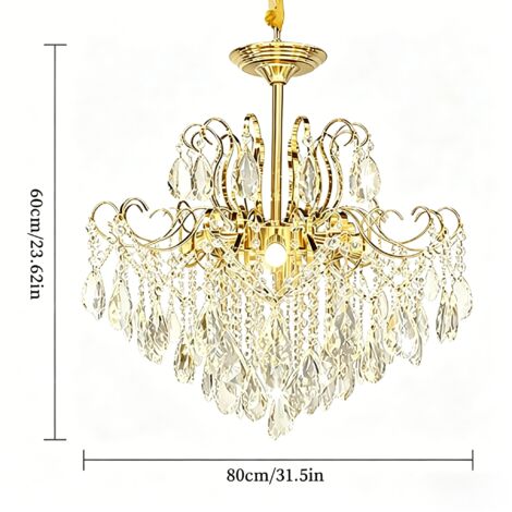 Grand lustre en cristal 80 cm dorée, style français design en forme de fleur, 11 lumières, 3 températures de couleur pour espaces résidentiels et professionnels