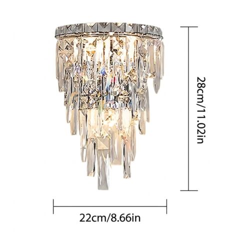 Luxe applique murale LED en cristal dorée, 7 niveaux design style tour, 3 températures de couleur, élégante applique murale pour salon