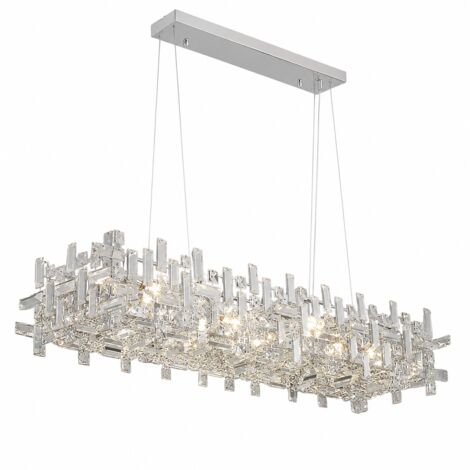 Suspension LED moderne en cristal, 3 modes de couleur, 8 x E14, hauteur réglable, 100x30 cm, élégante lampe suspendue pour salon, salle à manger et chambre