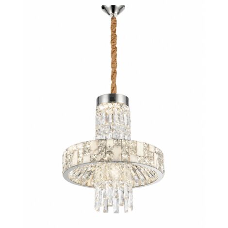 Suspension LED en cristal Ø45 cm dorée, suspension moderne anneau, 3 couleurs de lumière, dimmable, lampe design