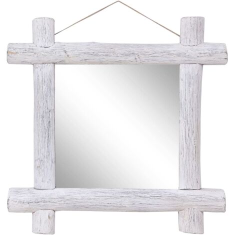 Miroir à bûches Blanc 70x70 cm Bois de récupération massif vidaXL (1/5)