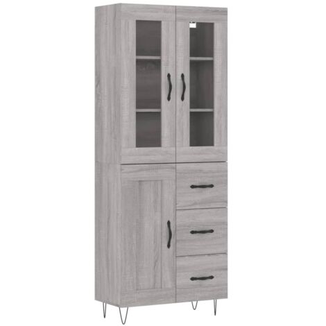 Buffet haut Sonoma gris 69,5x34x180 cm Bois d'ingénierie vidaXL (1/5)