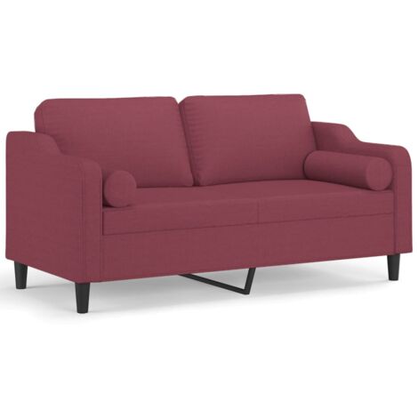 Canapé 2 places avec oreillers bordeaux 140 cm tissu vidaXL (1/5)