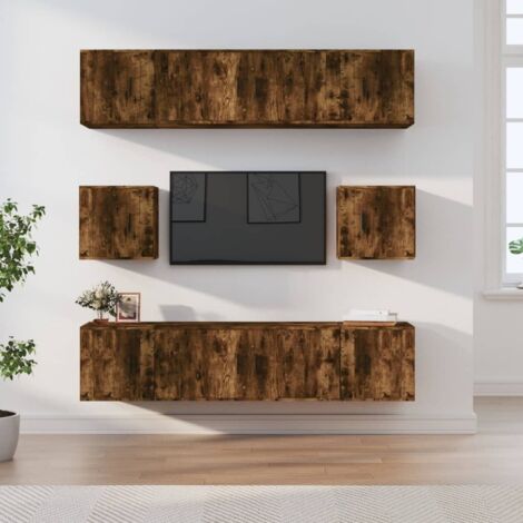 vidaXL Ensemble de meubles TV 8 pcs Chêne fumé Bois d'ingénierie (1/5)