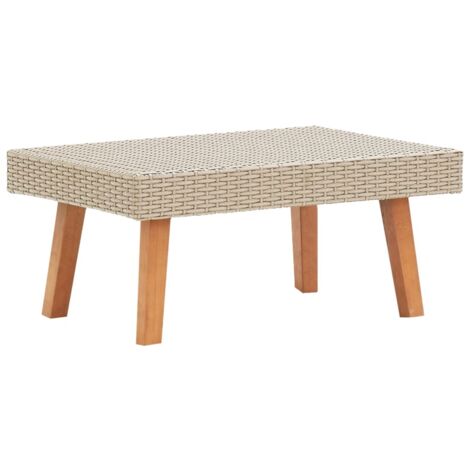Vidaxl – Table basse de jardin en résine tressée beige – Pieds en acier enduit de poudre – Dimensions 70x50x33 cm – Résistante aux intempéries