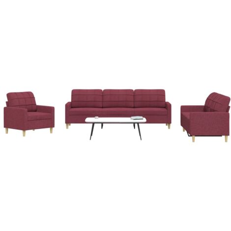 Ensemble de canapés 3 pcs rouge bordeaux tissu vidaXL (1/5)