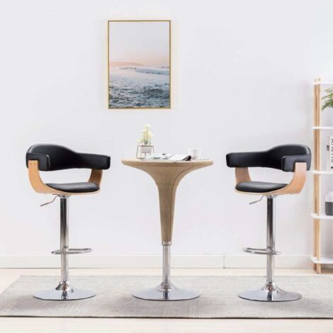 Tabourets de bar lot de 2 noir bois courbé et similicuir vidaXL (1/5)