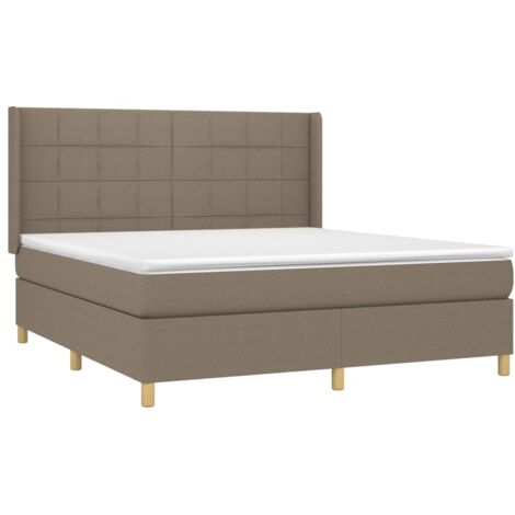 vidaXL Sommier à lattes de lit avec matelas Taupe 160x200 cm Tissu (1/5)