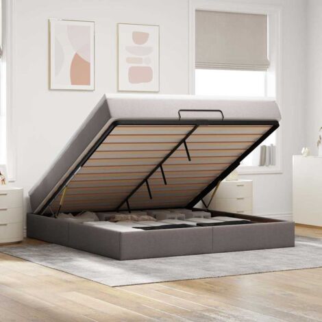 VidaXL Cadre de lit ottoman avec matelas taupe 160x200 cm tissu (1/5)