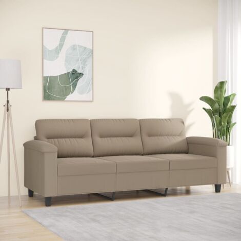 Canapé à 3 places Taupe 180 cm Tissu microfibre vidaXL (1/5)