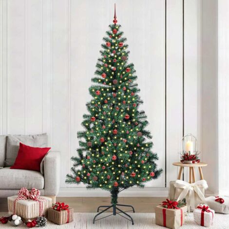 Sapin de Noël artificiel pré-éclairé Vert 240 cm PVC et métal vidaXL (1/5)