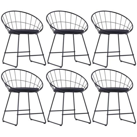 Vidaxl – Lot de 6 chaises à manger similicuir noir – Structure acier enduit de poudre – Confort optimal avec coussins amovibles – Capacité 110 kg par siège (1/5)