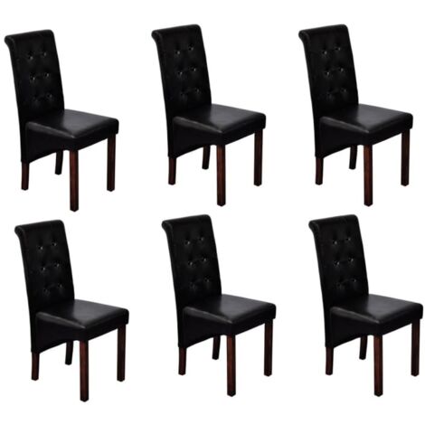 Chaises à manger lot de 6 noir similicuir vidaXL (1/5)