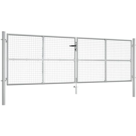 Vidaxl – Porte de jardin en acier galvanisé 415x175 cm – Résistante à la corrosion – Installation facile avec charnière à boulon – Serrure incluse