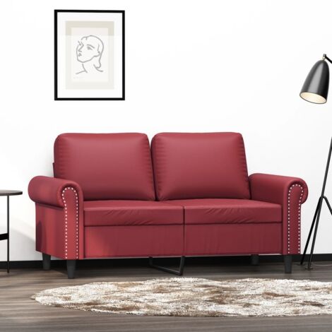 Canapé à 2 places Rouge bordeaux 120 cm Similicuir vidaXL (1/5)