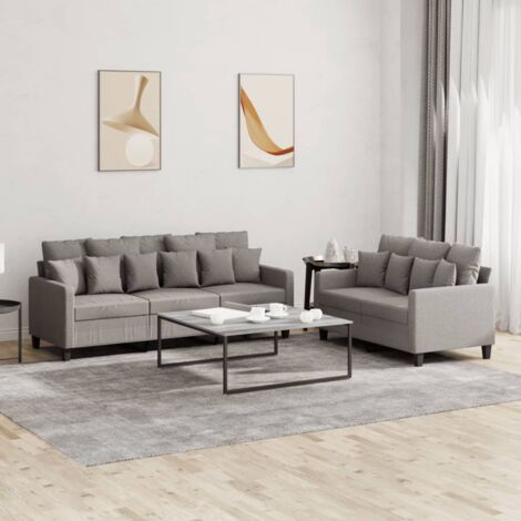 Ensemble de canapés 2 pcs avec coussins Taupe Tissu vidaXL (1/5)