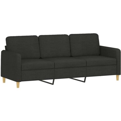Canapé à 3 places Noir 180 cm Tissu vidaXL (1/6)