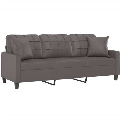 Canapé 3 places avec oreillers décoratifs gris 180cm similicuir vidaXL (1/5)