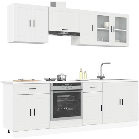 vidaXL Ensemble de 8 meubles de cuisine "Porto" en bois d'ingénierie blanc (1/6)