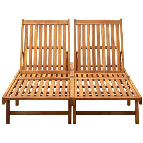 Vidaxl – Chaise longue 2 places en bois d'acacia massif – Dossier réglable – Finition à l'huile – Pour espaces extérieurs confortables (1/7)