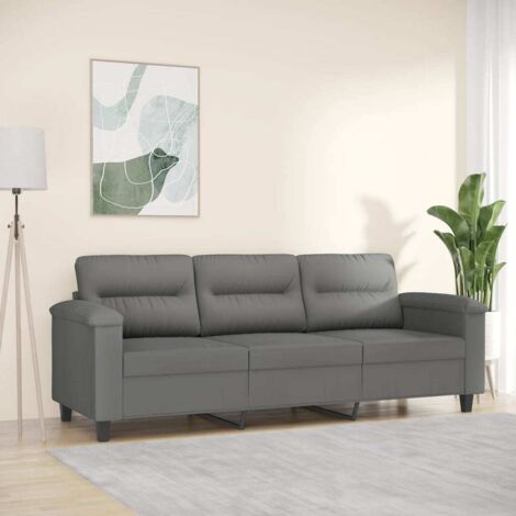 Canapé à 3 places Gris foncé 180 cm Tissu microfibre vidaXL (1/5)