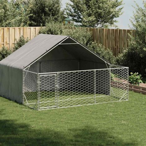 Niche d'extérieur pour chien enclos 3x3x1,9 m acier galvanisé vidaXL
