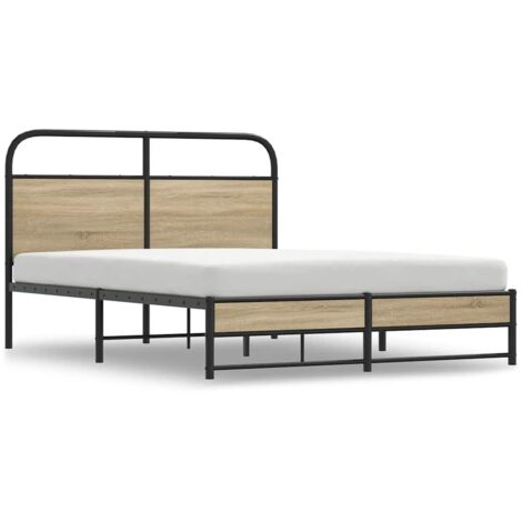 Cadre de lit sans matelas 140x190 cm chêne fumé bois ingénierie vidaXL (1/5)