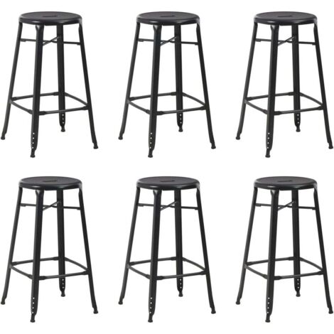 Tabourets de bar lot de 6 noir acier vidaXL (1/5)