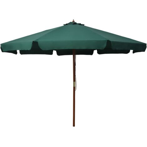 Vidaxl – Parasol droit 330 cm en polyester anti-décoloration – Mât en bois dur avec système à double poulie – Couleur vert (1/6)
