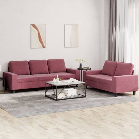 Ensemble de canapés 2 pcs rouge bordeaux tissu vidaXL (1/5)