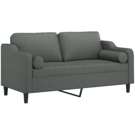 Vidaxl – Canapé droit 2 places gris foncé 140 cm – Tissu polyester – Coussins décoratifs inclus – Charge max 110 kg par siège (1/5)