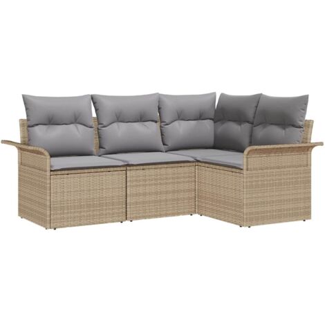 Ensemble de canapé de jardin 4 pcs Beige polyrotin vidaXL (1/5)