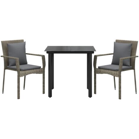 Ensemble à manger jardin 3pcs avec coussins noir et gris vidaXL (1/5)