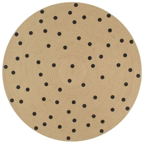 Tapis fait à la main Jute avec imprimé à pois 150 cm vidaXL (1/5)