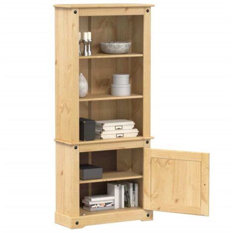 Vidaxl – Buffet haut Corona 74x38x170 cm en bois de pin massif – Finition cire de miel – Capacité de charge 40 kg – Assemblage requis (1/6)