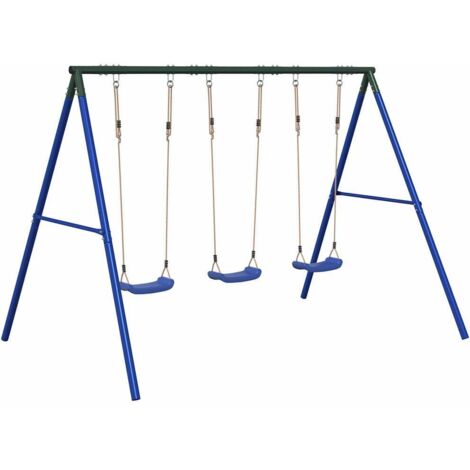 Vidaxl – Ensemble de balançoire d'extérieur 3 sièges – Cadre en acier peint – Hauteur 159 cm – Capacité 150 kg – Pour enfants 3-10 ans (1/5)