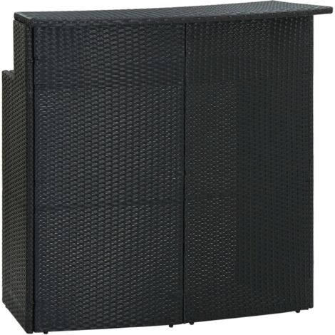 Vidaxl – Table de bar de jardin en résine tressée noire – Dimensions 120x55x110 cm – Cadre en acier enduit de poudre – Résistante aux intempéries