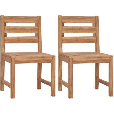Vidaxl – Lot de 2 chaises de jardin en teck – Résistantes aux intempéries – Confort d'assise – Dimensions 50x59x90 cm – Charge maximale 110 kg (1/6)