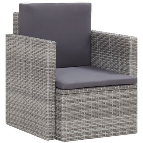 Chaise de jardin avec coussins Résine tressée Gris vidaXL (1/5)