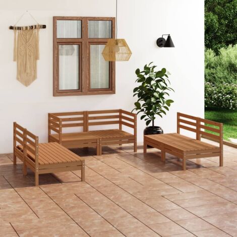 vidaXL Salon de jardin 6 pcs Marron miel Bois de pin massif (1/5)