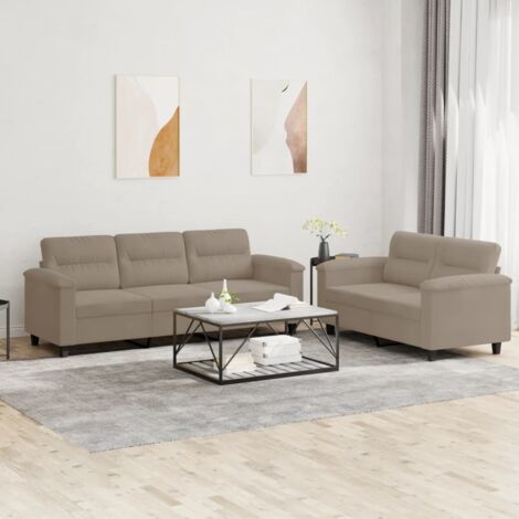 Ensemble de canapés 2 pcs avec coussins taupe tissu microfibre vidaXL (1/5)