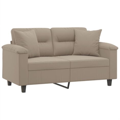 Canapé 2 places avec oreillers taupe 120 cm tissu microfibre vidaXL (1/5)