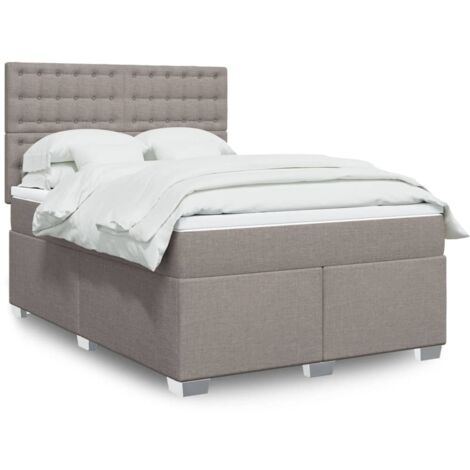 vidaXL Sommier à lattes de lit avec matelas Taupe 160x200 cm Tissu (1/5)